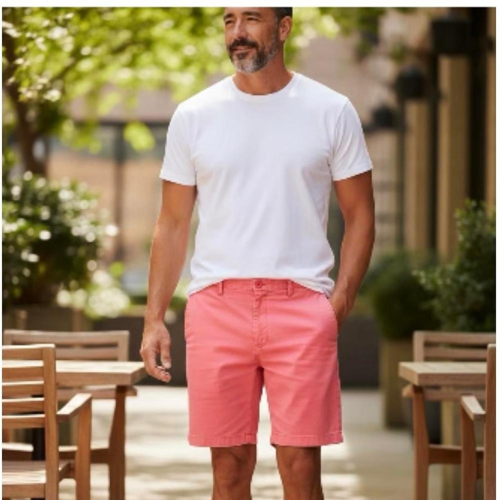 Vineyard Vines Chino Island Short Men 30 Pink Breaker‎ Stretch Cotton Flat Front